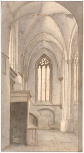 Utsikt over interiøret i kirken St. Cunera i Rhenen (prov. Utrecht) av Pieter Jansz Saenredam