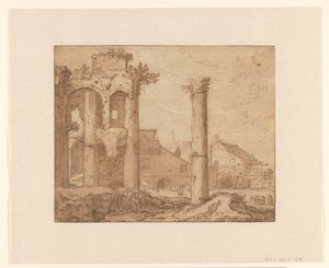 Forum of Nerva i Roma, sett fra Minervas tempel av Pieter Lastman