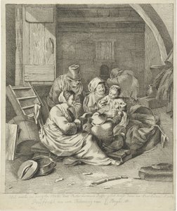 Interiør hos en bondefamilie av Pieter Leonard Delfos