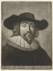 Portrett av en mann med hatt og krage av Pieter Louw