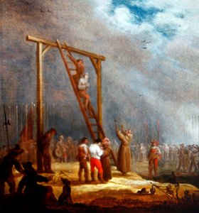 En henrettelse ved en galge (olje på panel)