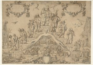 Alderdomstrapp med bønder og bondekvinner av Pieter Nolpe (attributed to)