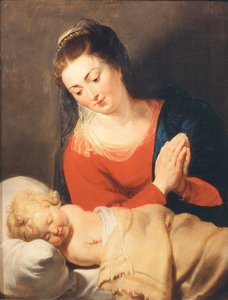 Jomfruen som tilber det sovende barnet, ca. 1615. av Pieter Paul Rubens