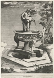 Fontene med Silenus i hagen til Palazzo Cesi i Vatikanet av Pieter Perret