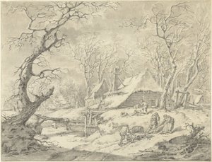 Vinterlandskap med gård