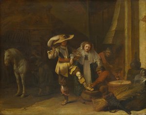 En mann og en kvinne i en stallgård, 1630-tallet av Pieter Quast