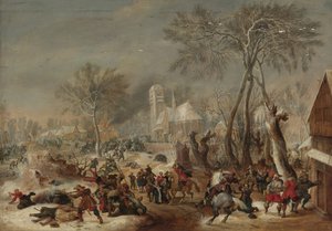 Sekken til en landsby av Pieter Snayers