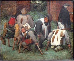 The Beggars or The Cripples - olje på tre av Pieter Bruegel the Elder