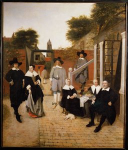 En nederlandsk familie (olje på lerret) av Pieter de Hooch