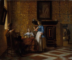 Fritid i elegante omgivelser, ca. 1663-65 (olje på lerret) av Pieter de Hooch