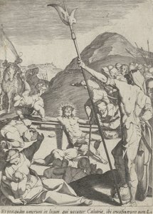 Kristus er naglet til korset Passion of Christ (serietittel) Passionis et resurrectionis (serietittel) av Pieter de Jode (I)