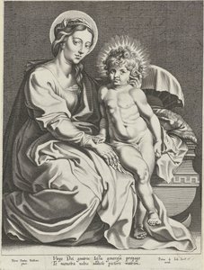Maria med Kristusbarn ved barneseng av Pieter de Jode (I)