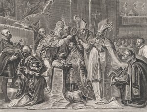 Plate 24: Charles V kronet til keiser av paven, fra William Becanus 'Serenissimi P..., 1636.
