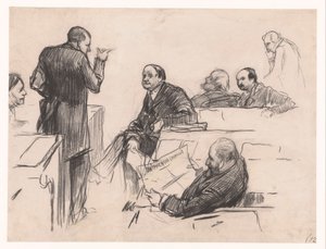 Parlamentsmedlemmer mr. HC Verniers van der Loeff, mr. AJW Farncombe Sanders, mr. GM van der Linden, J. Willink og Jhr. herr Ruys van Beerenbroek av Pieter de Josselin