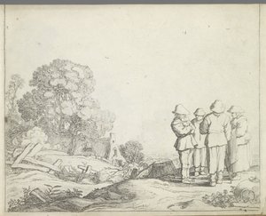 Landschap met drie boeren en een boerin Landschappen met figuren (series title) Spiegel der natuur en school der teekenkunde (...) (series title)   1362963   no       norwegian Successfully Translated  Original: Flemish tapestry. Series The conquest of Tun