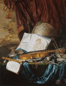 Stilleben med musikkinstrumenter, 1650.