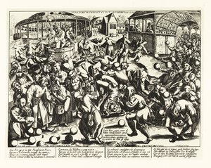 En festival for dårer, middelalder.1906 (litografi) av Pieter the Elder (after) Bruegel
