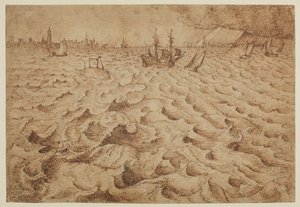 En storm på elven Schelde med utsikt over Antwerpen, 1562 - 1563 av Pieter Bruegel the Elder