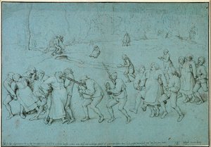 Pilegrimsreise for epileptiske kvinner til kirken i Molenbeek, den gang utenfor Brussel, på St. Johns av Pieter the Elder Bruegel