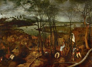 Den mørke dagen. Fra serien med seks malerier Årstidene (maleri) av Pieter the Elder Bruegel
