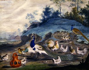 Eksotiske fugler i et pittoresk landskap (2) av Pieter the Younger Holsteyn