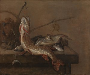 Stilleben med fisk av Pieter van Noort
