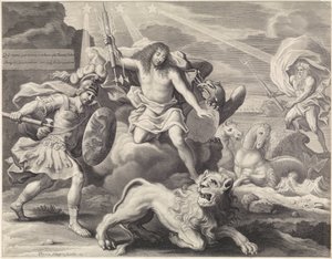 Kampanjetrykk med en allegorisk representasjon av Louis XIV som Jupiter, 1659