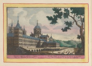 Utsikt over baksiden av Escorial Selve klosteret til S. Laurens; synlig bakfra på sy (tittel på objekt) Theatrum Hispaniae (...) (serietittel) av Pieter van den Berge