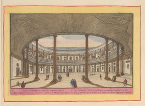 Utsikt over gårdsplassen til Charles V-palasset i Granada Det kongelige slott i Alhambre, i Granat; å se innenfra (tittel på objekt) Theatrum Hispaniae (...) (serietittel)