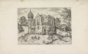 Slott ved en elv Små landskap (serietittel) av Pieter van der Borcht (I)