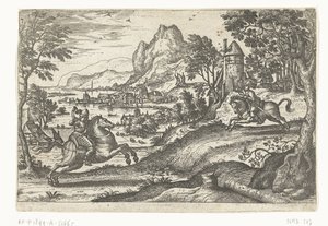 Landskap med to ryttere. av Pieter van der Borcht (I)