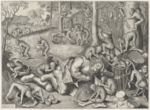 kjøpmann ranet av aper av Pieter van der Heyden