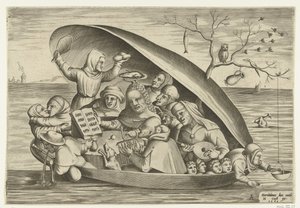 Musikere i et blåskjellskall av Pieter van der Heyden