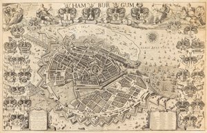 Kart over Hamburg, 1644. av Pietersen