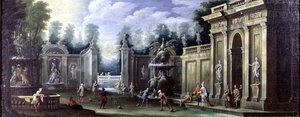 Arkitektonisk capriccio med figurer av Pietro Paltronieri