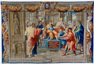 Teppet fra det syttende århundre som viser blindingen av trollmannen Elima av Pietro 1579 1669 Fevère