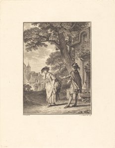 The Diviner of the Village (Colette Weeping) av Pietro Antonio Martini after Jean Michel Moreau