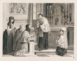 Den hellige nattverd eller nattverden fra De syv sakramenter av Pietro Antonio Novelli