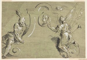Prosjekt for en del av en malt dekorasjon av Pietro Antonio Novelli
