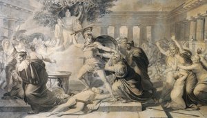 Death of Priam, av Pietro Benvenuti (1769-1844), trykk fra maleri fra 1811