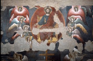 Den siste dommen Kristus trumfer. (Detalj) - Fresco av Pietro Cavallini