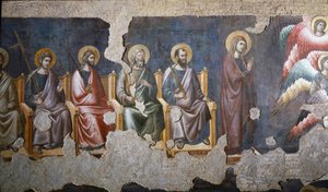 The Last Judgment Detail of the Apotres (som Saint Paul har rett i) - Fresco av Pietro Cavallini