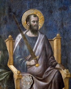 Den siste dommen: Detalj av apostelen Saint Paul (Fresco av Pietro Cavallini
