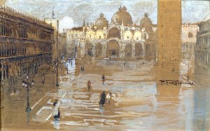 Venezia, Markusplassen. Maleri av Fragiacomo.