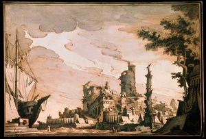 Sea Harbor, Scenografi for et teaterstykke, 1818.