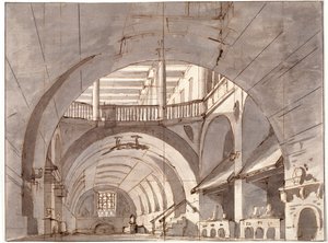Scenografi for et teaterstykke, 1800-tallet.