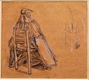Italia, Venezia, Masked Gentleman (Gentiluomo con bautta) av Pietro Longhi (1702-1785), tegning av Pietro Longhi