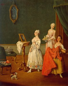 Lady At Her Toilette av Pietro Longhi (1701-1785), olje på lerret, 61x50 cm av Pietro Longhi