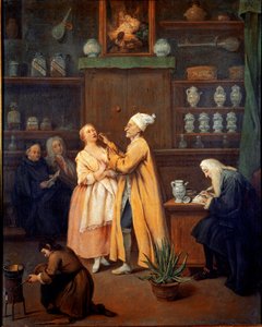 Farmasøyten. Maleri av Pietro Longhi (1702-1785). 1752 (Aloe Vera i forgrunnen) Galleria dell