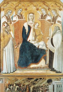 Italia, Siena, Madonna med engler og helgener av Pietro Lorenzetti